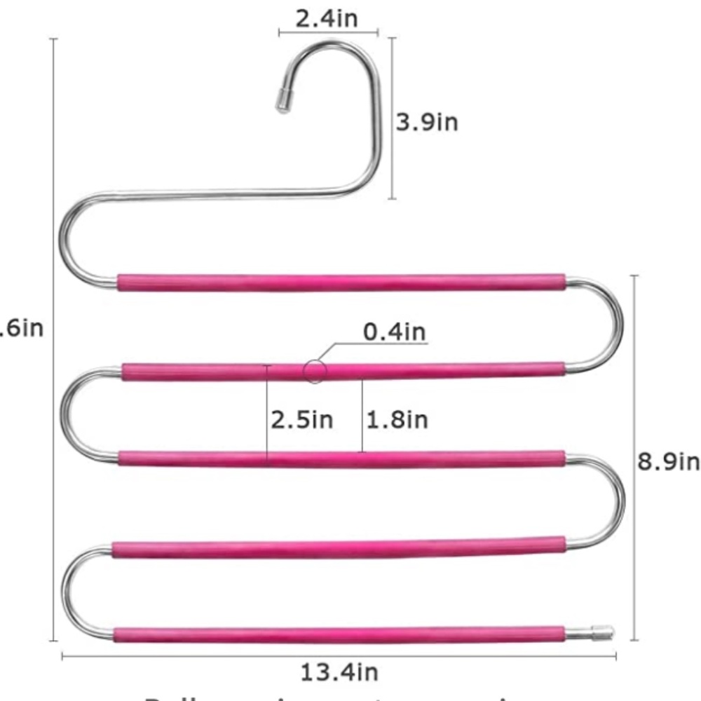 S Shaped Hanger Non Slip Clothes Hanger Space Saving for Jeans Trousers Rose NEW